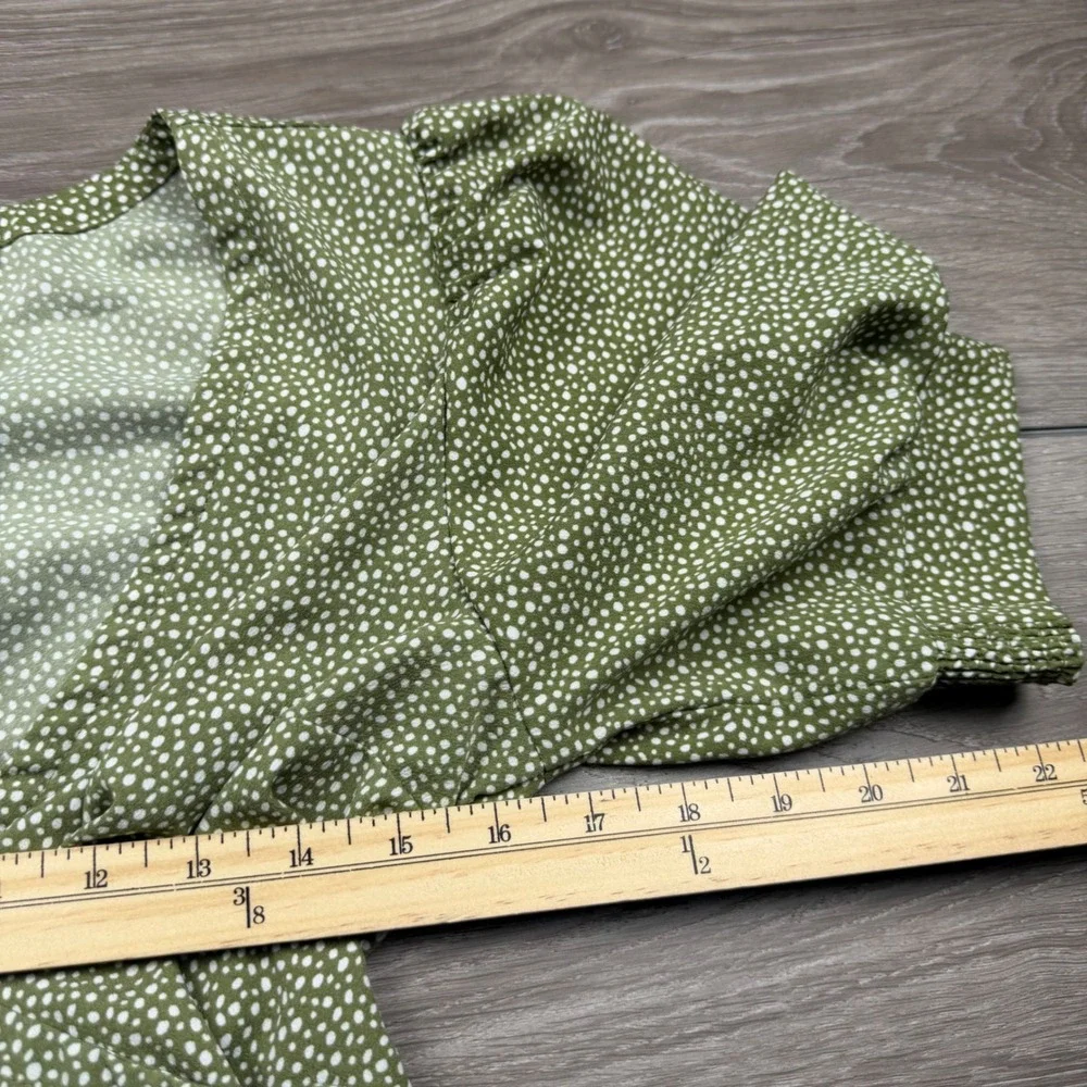 Abercrombie & Fitch Womens Wrap Top Puff Sleeve Polka Dot Green Small